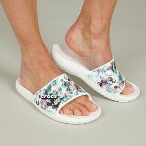 Crocs White Classic Tie Dye Mania Slide Sandals Men's Size 4 Women's Size 6